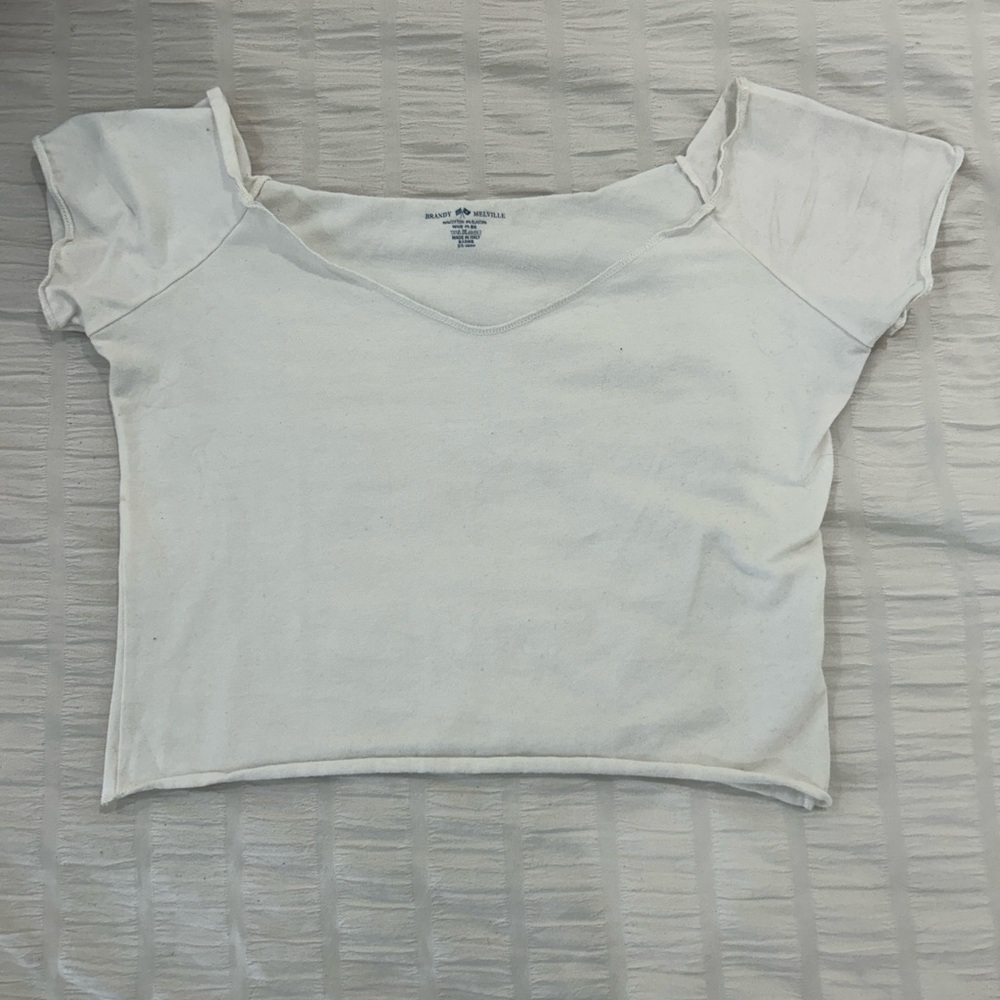 Brandy Melville Cream Short Sleeve Top